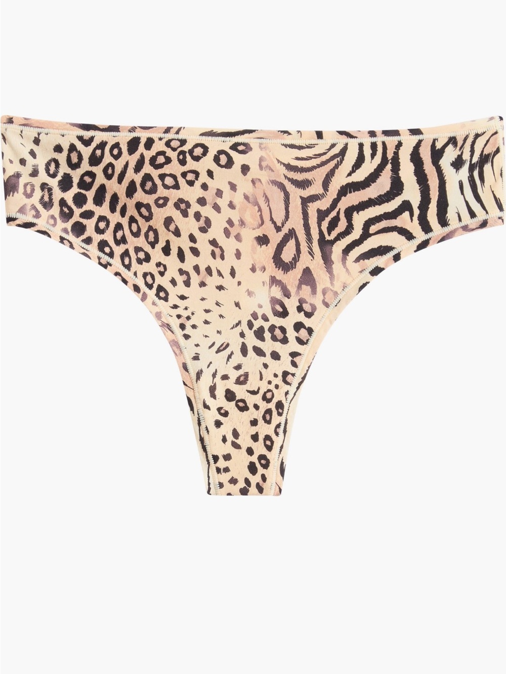 SKIMS Animal Print Thong Panty in Nude, brown and black